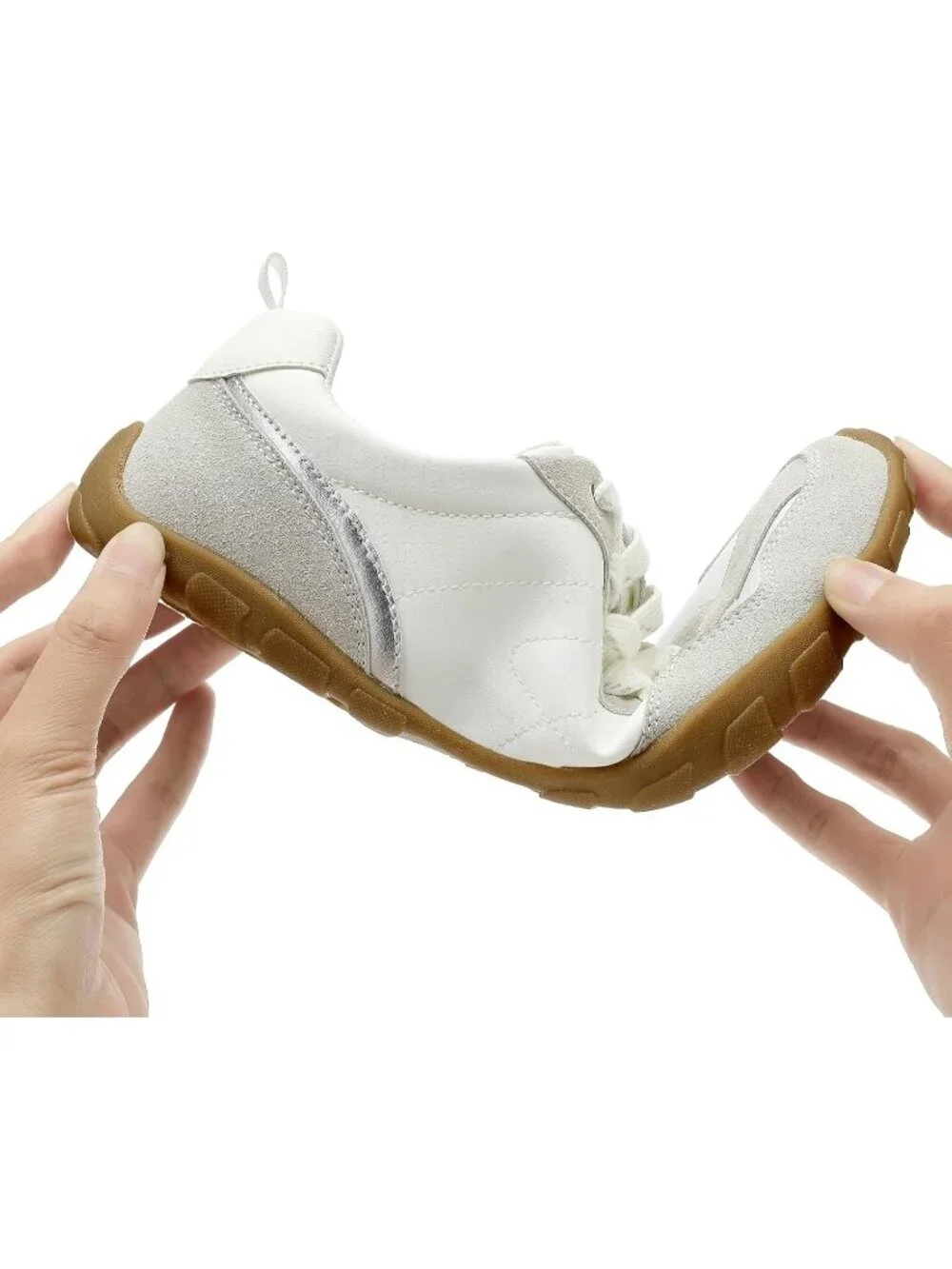 Women's White Lightweight Trendy Zero Drop Neutral Retro Casual Fashion Sneaker